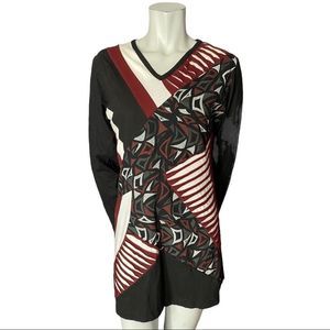 Leopards & Roses V Neck Patterned Tunic Small